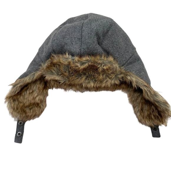 NWT Gap Trapper with Faux Fur Lining Hat Charcoal Heather Grey L/XL - Picture 3 of 8
